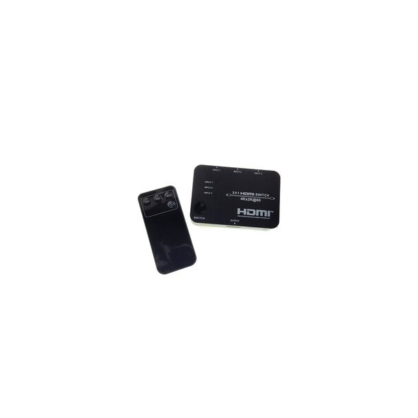 Cable Wholesale 2.0 HDMI Switch, 3 way, 3x1, HDMI High Speed with Ethernet, 4K at 60Hz, HDCP2.2, USB powered. 41V3-21030 - main